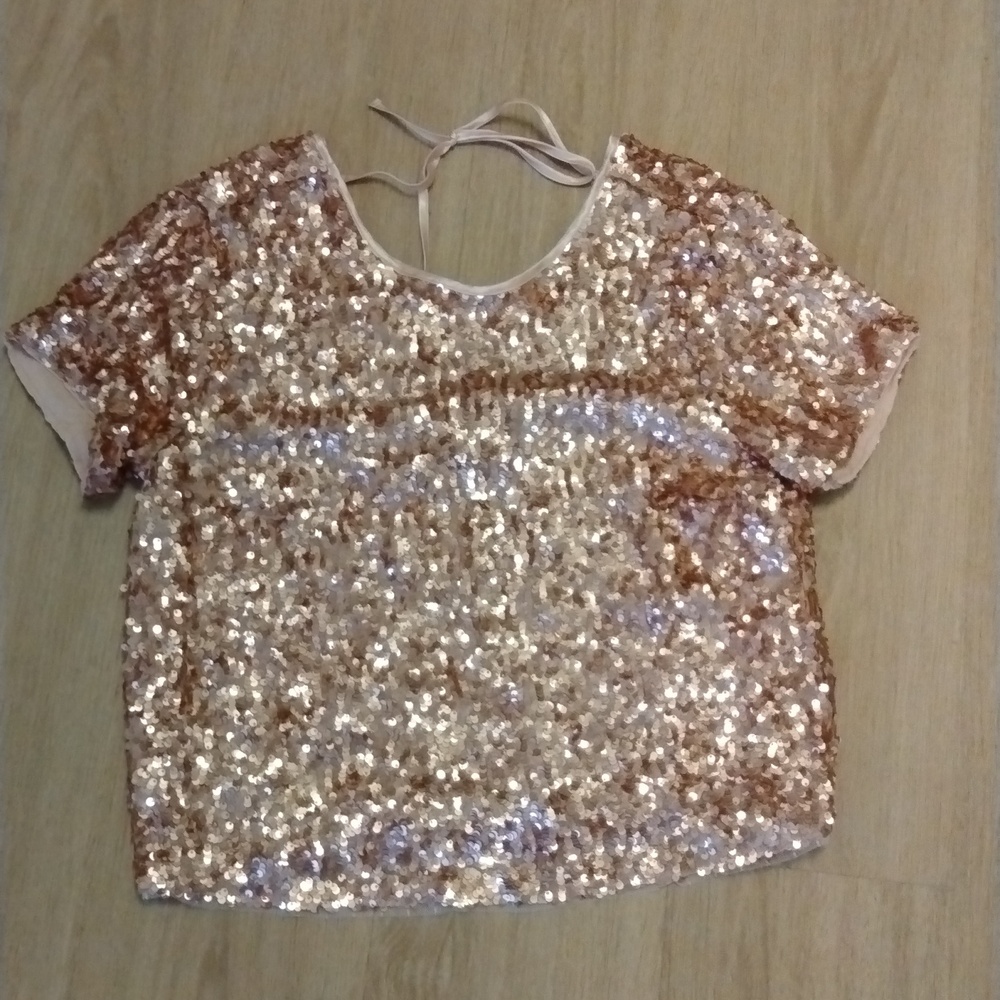 ABERCROMBIE & FITCH- Copper Sequin Blouse Top Size S